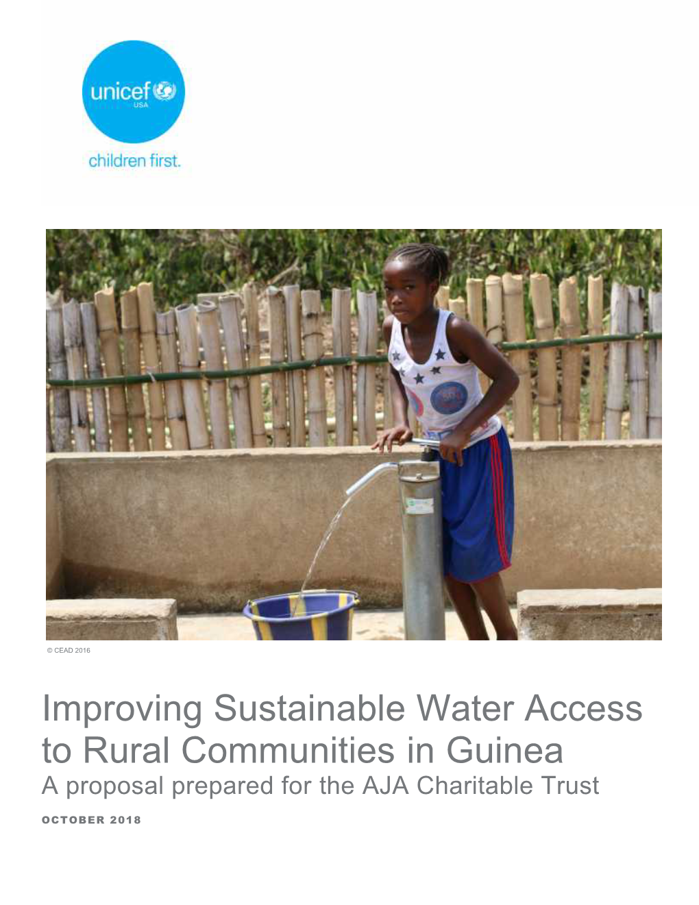 Improving Sustainable Water Access to Rural Communities in Guinea a Proposal Prepared for the AJA Charitable Trust