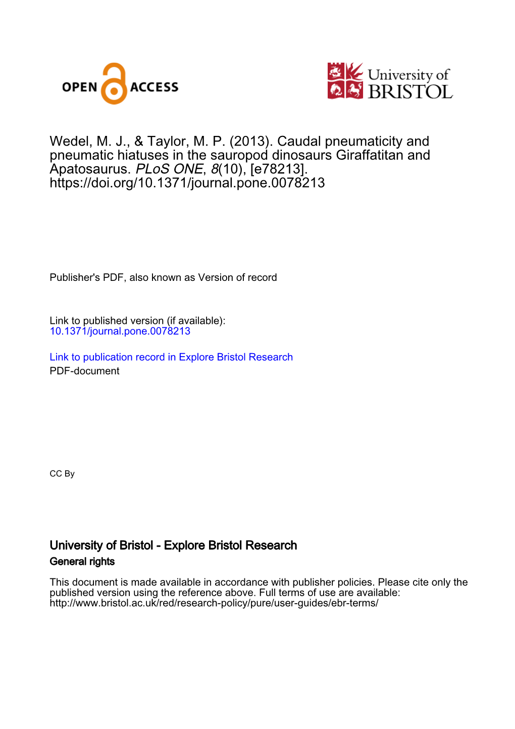 Wedel, M. J., & Taylor, M. P. (2013). Caudal Pneumaticity And