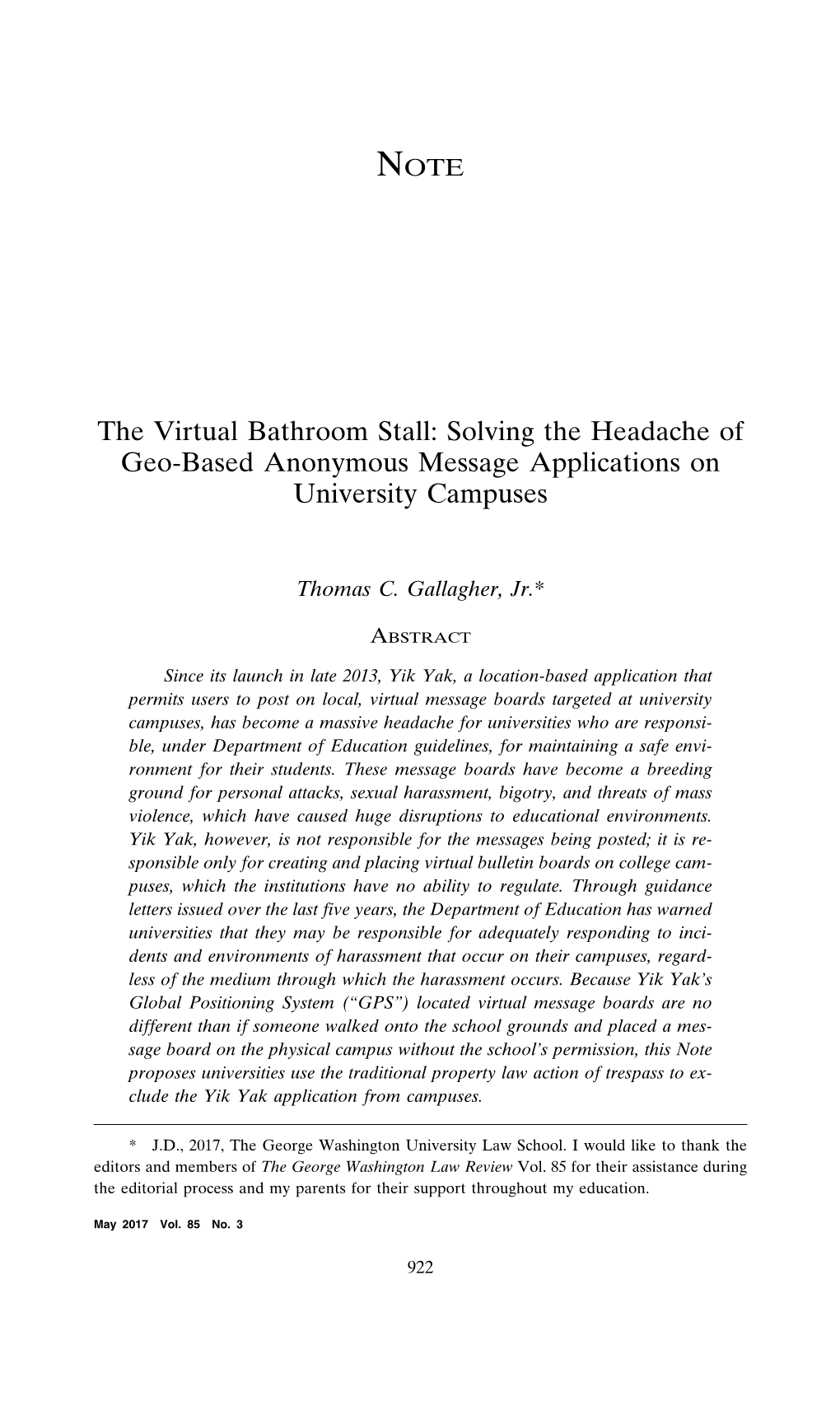 The Virtual Bathroom Stall: Solving the Headache of Geo-Based Anonymous Message Applications on University Campuses