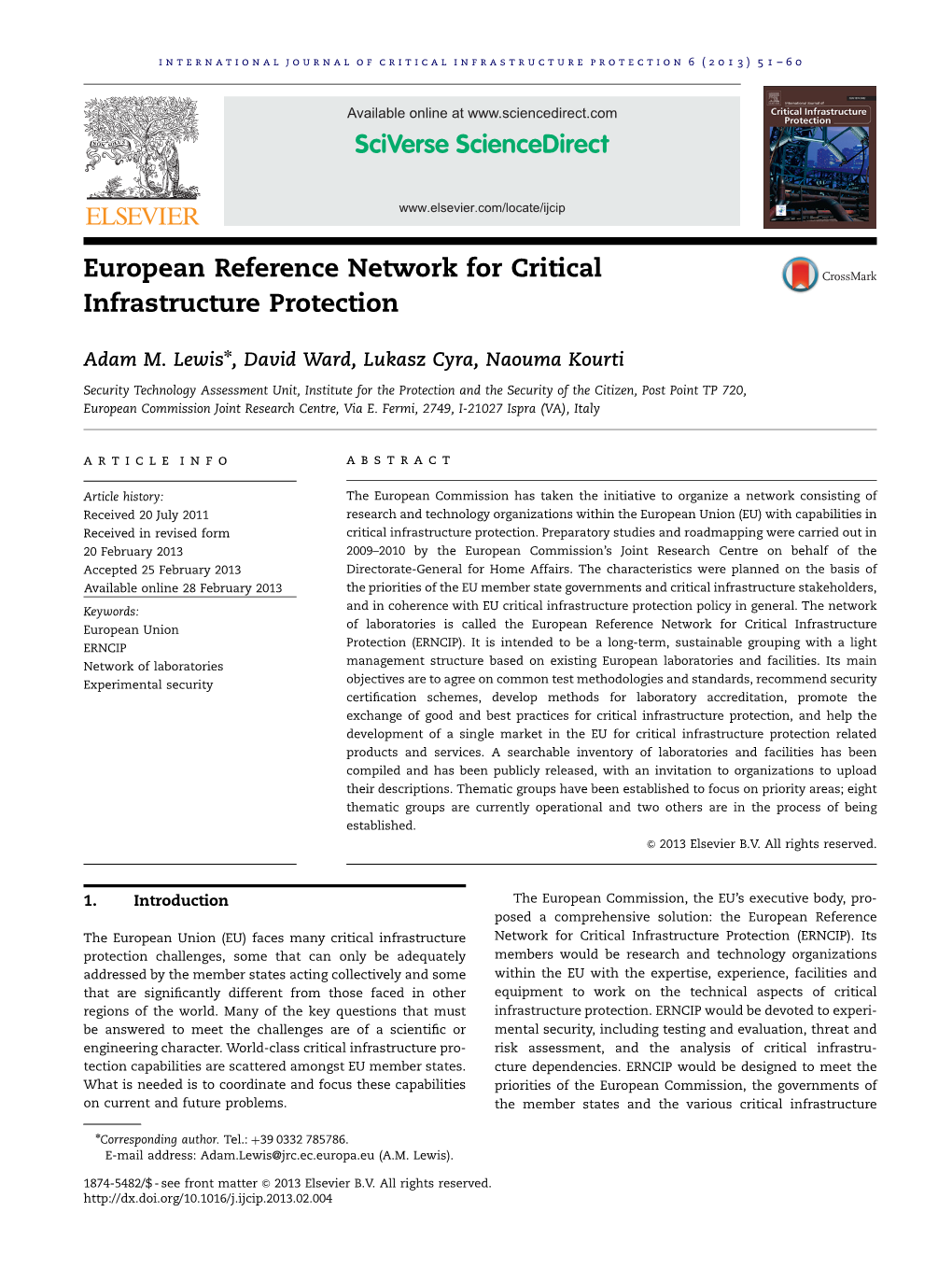 European Reference Network for Critical Infrastructure Protection