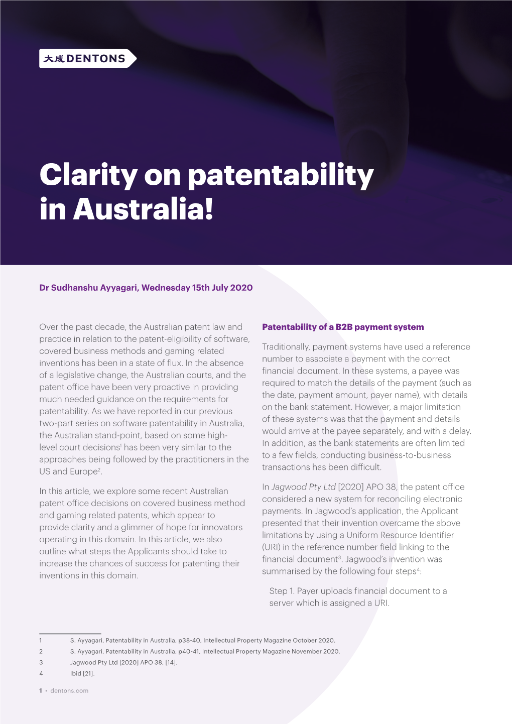 Clarity on Patentability in Australia!