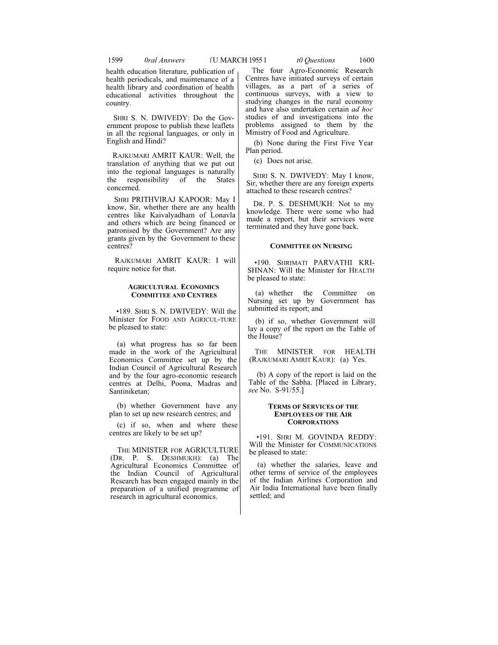 1599 0Ral Answers F U MARCH 1955 1 T0 Questions 1600 Health