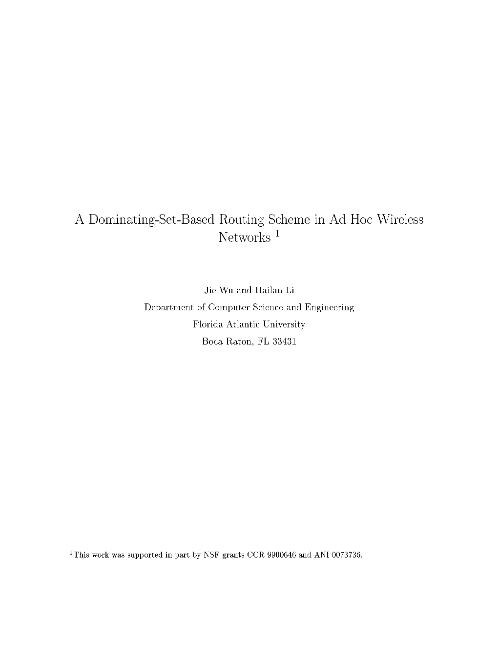 A Dominating-Set-Based Routing Scheme in Ad Hoc Wireless