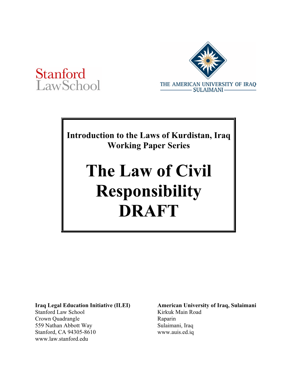 The Law of Civil Responsibility DRAFT