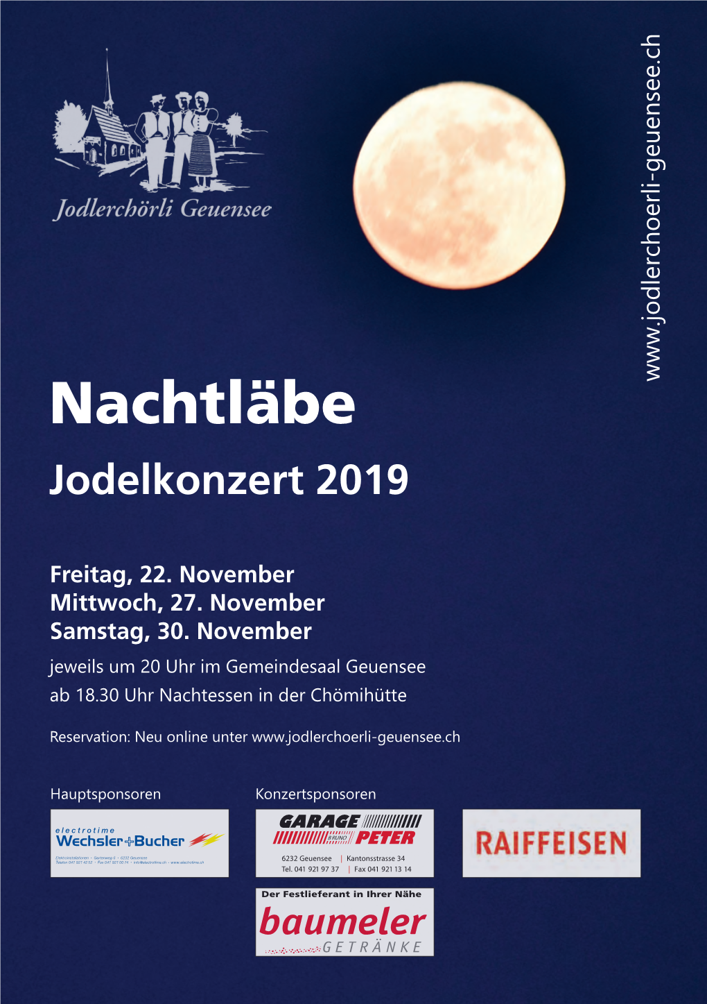 Jodlerchörli Geuensee Konzertprogramm 2019