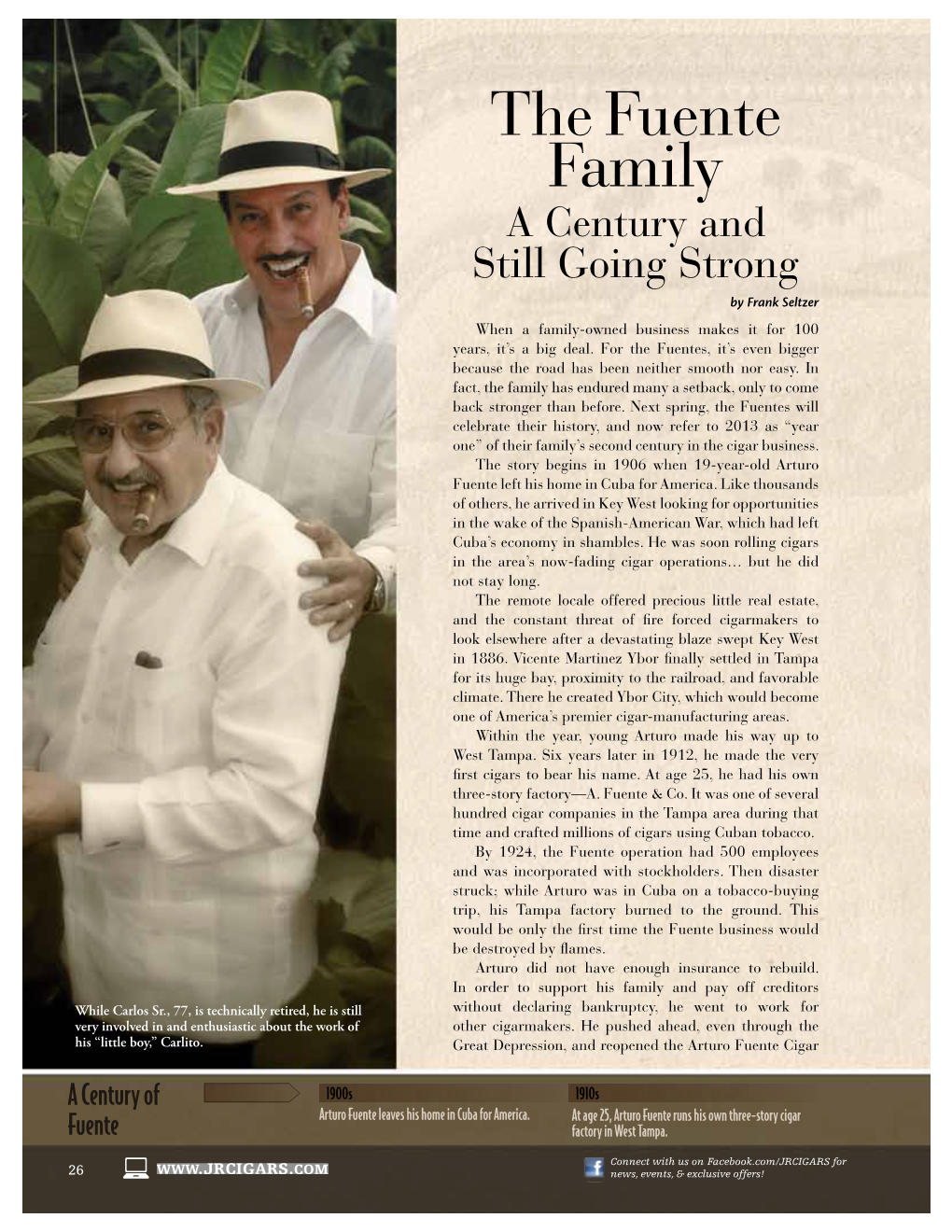 The Fuente Family a Century and Still Going Strong by Frank Seltzer When a Family-Owned Business Makes It for 100 Years, It’S a Big Deal