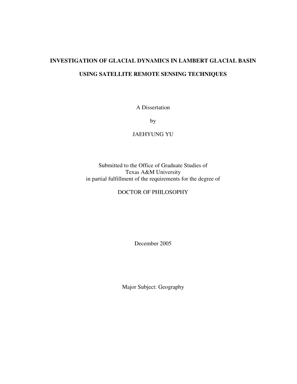 Investigation of Glacial Dynamics in Lambert Glacial Basin