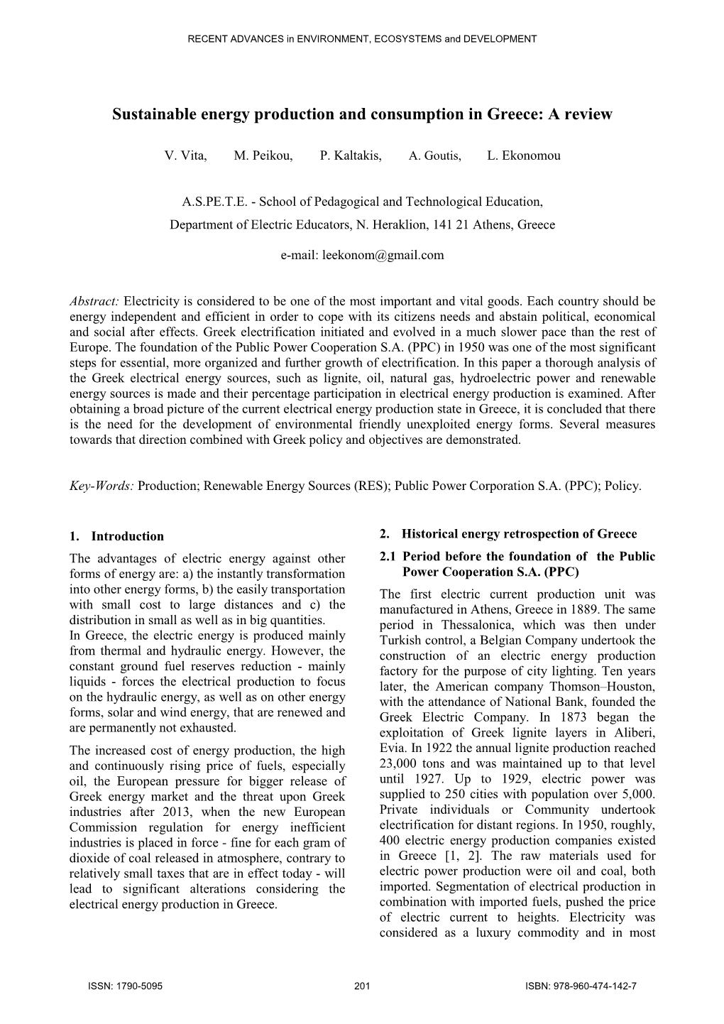 Sustainable Energy Production and Consumption in Greece: a Review