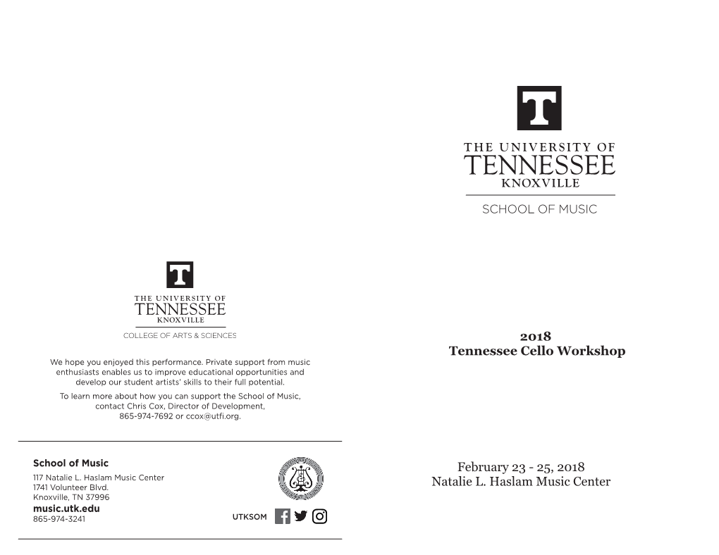 2018 Tennessee Cello Workshop February 23