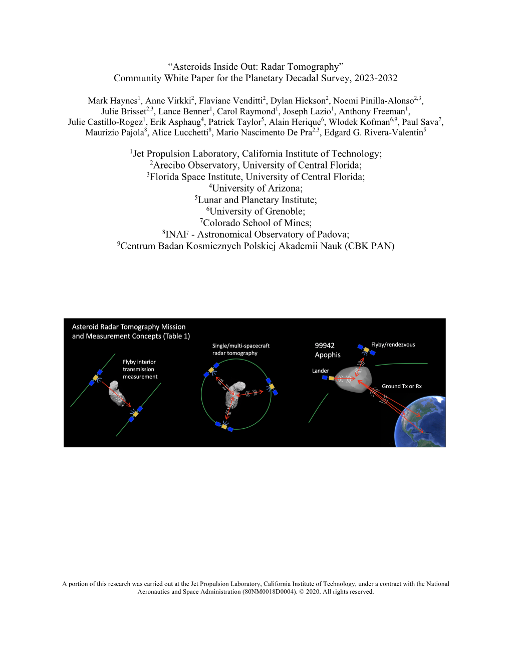Radar Tomography” Community White Paper for the Planetary Decadal Survey, 2023-2032