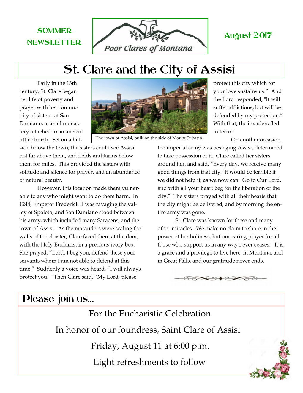 St. Clare and the City of Assisi