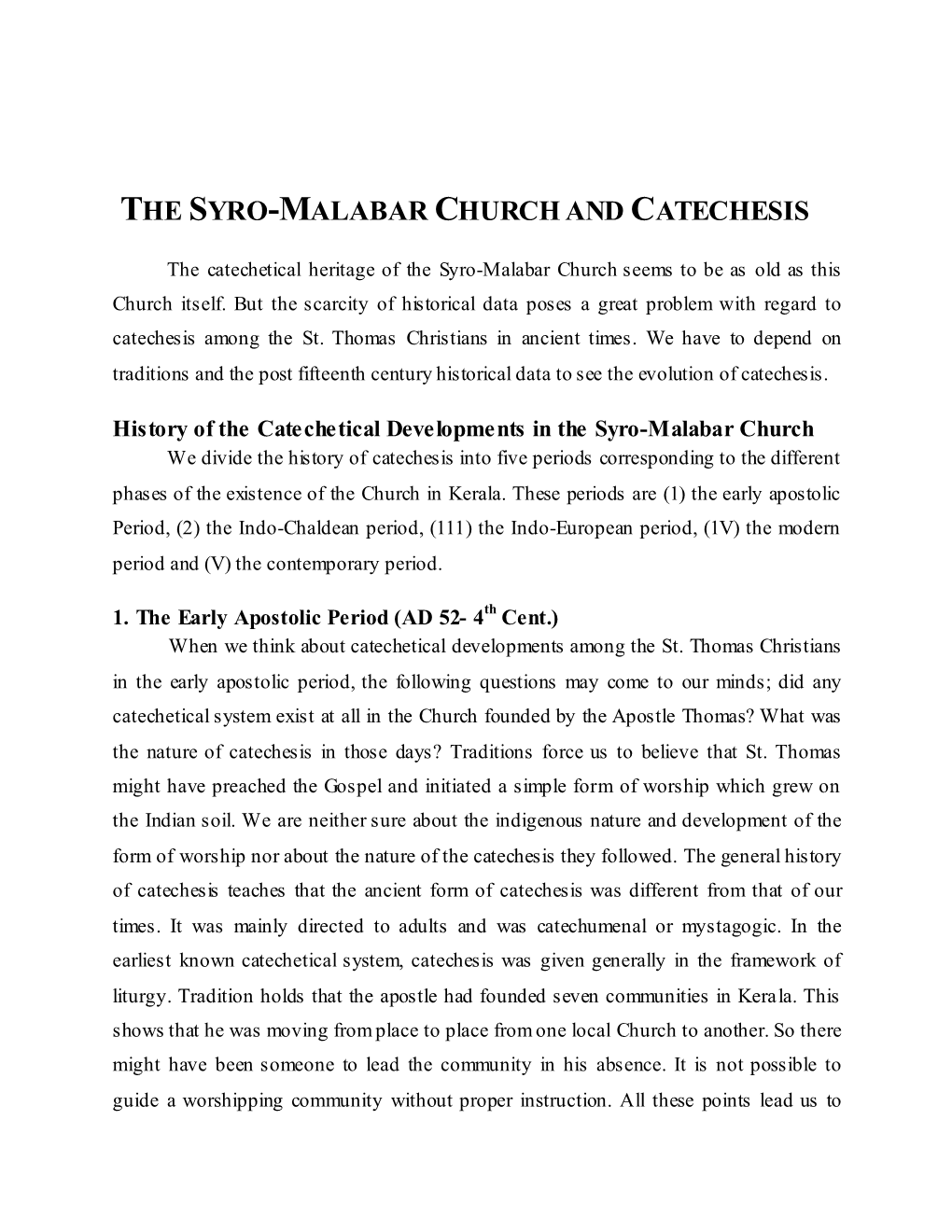 The Syro-Malabar Church and Catechesis