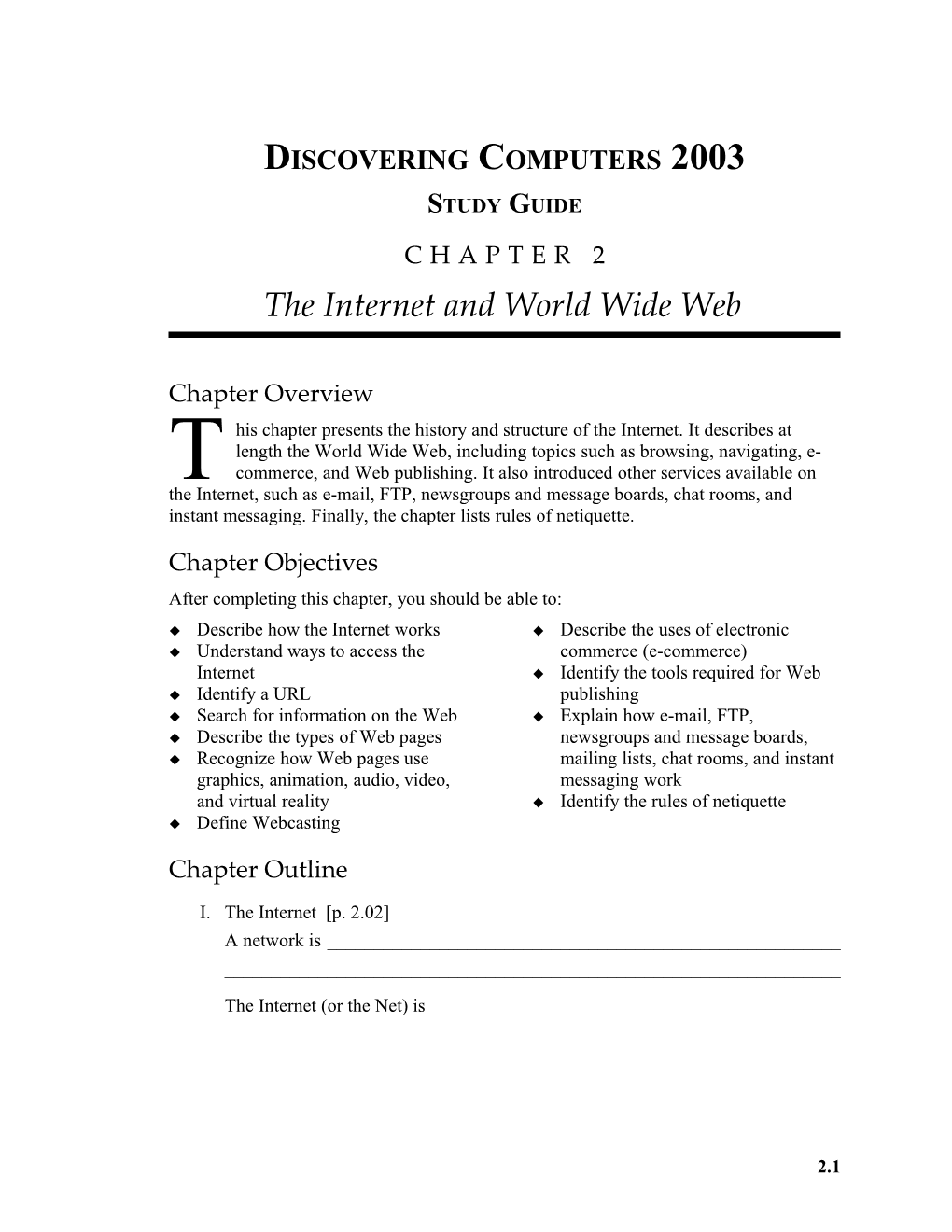 Discovering Computers 2003 Study Guide