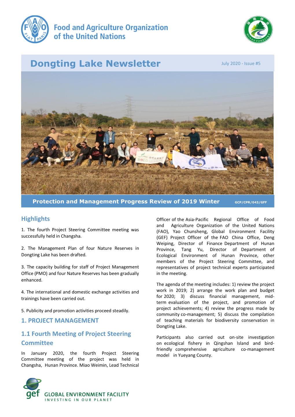 Dongting Lake Newsletter, July 2020