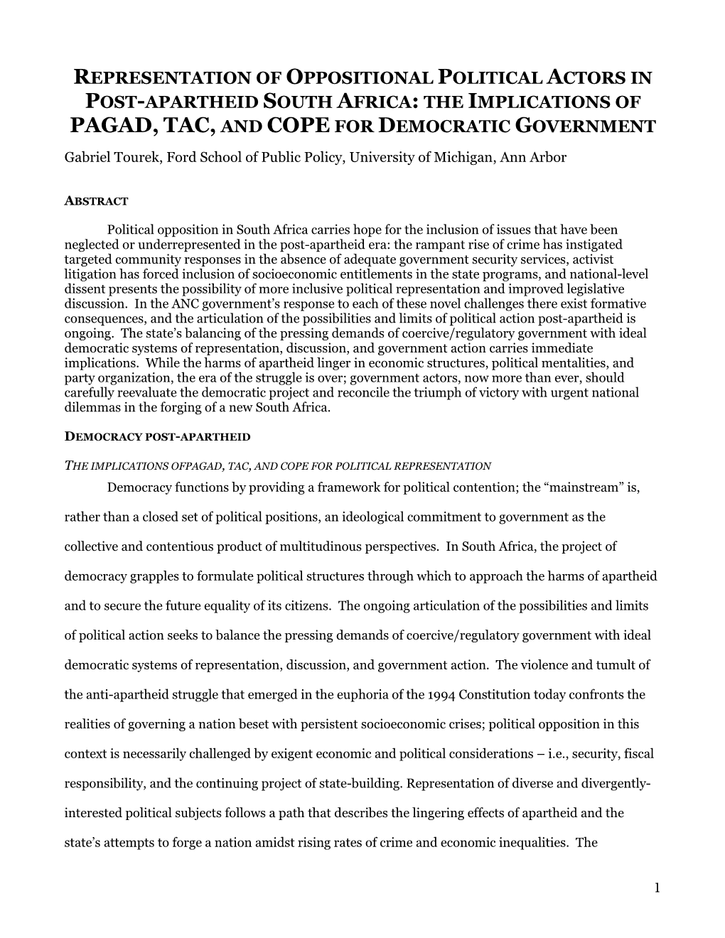 Pagad, Tac, and Cope for Democratic Government