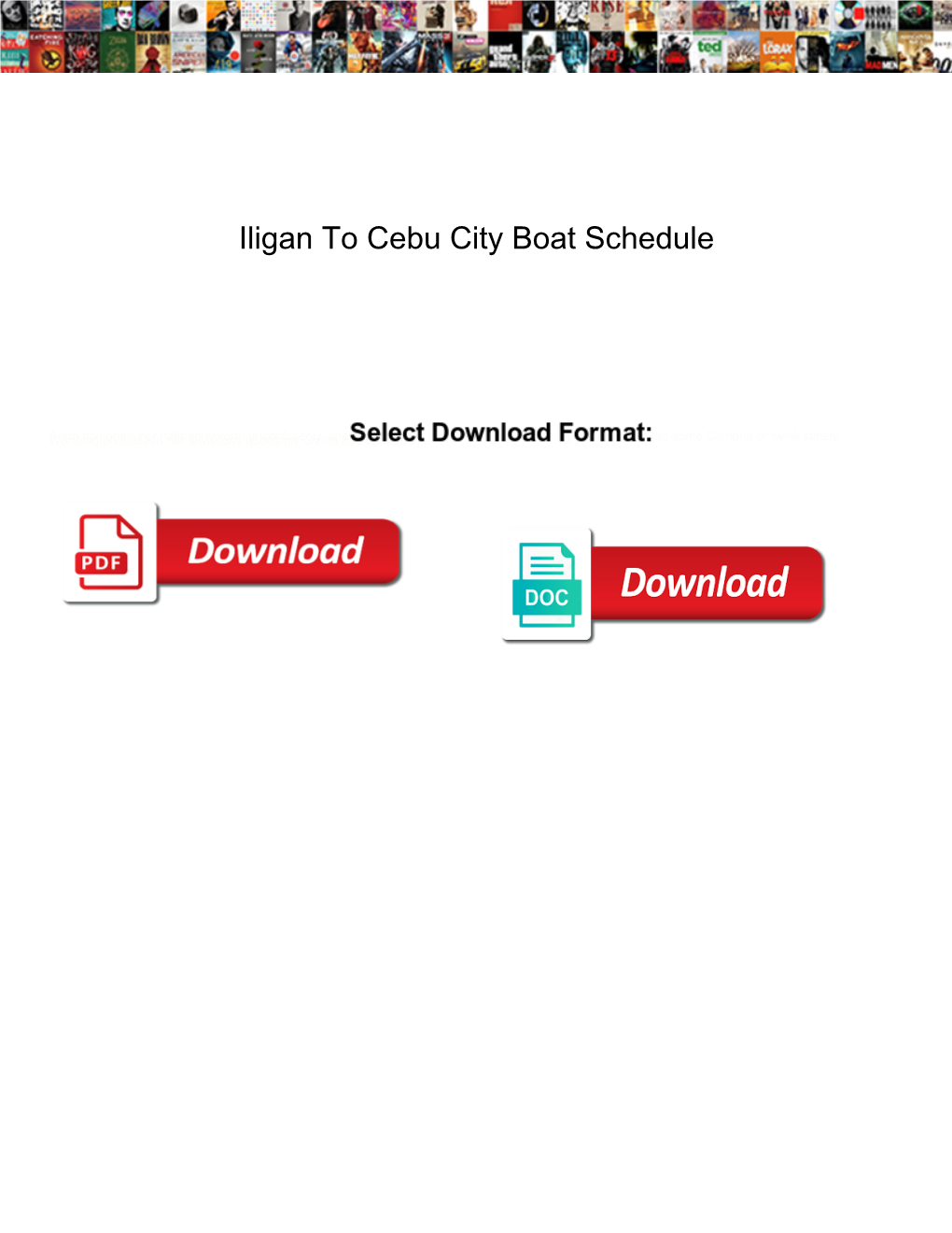 Iligan to Cebu City Boat Schedule