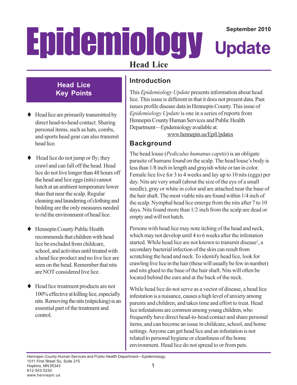 EPI Update Sept 2010-Head Lice.Pmd