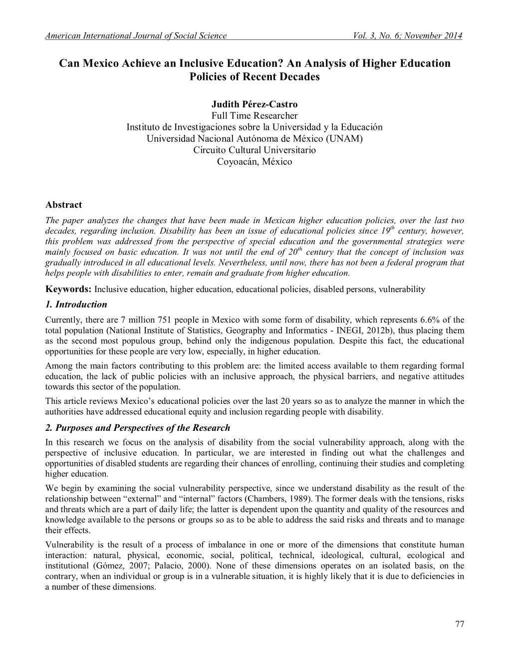 Can Mexico Achieve an Inclusive Education? an Analysis of Higher Education Policies of Recent Decades