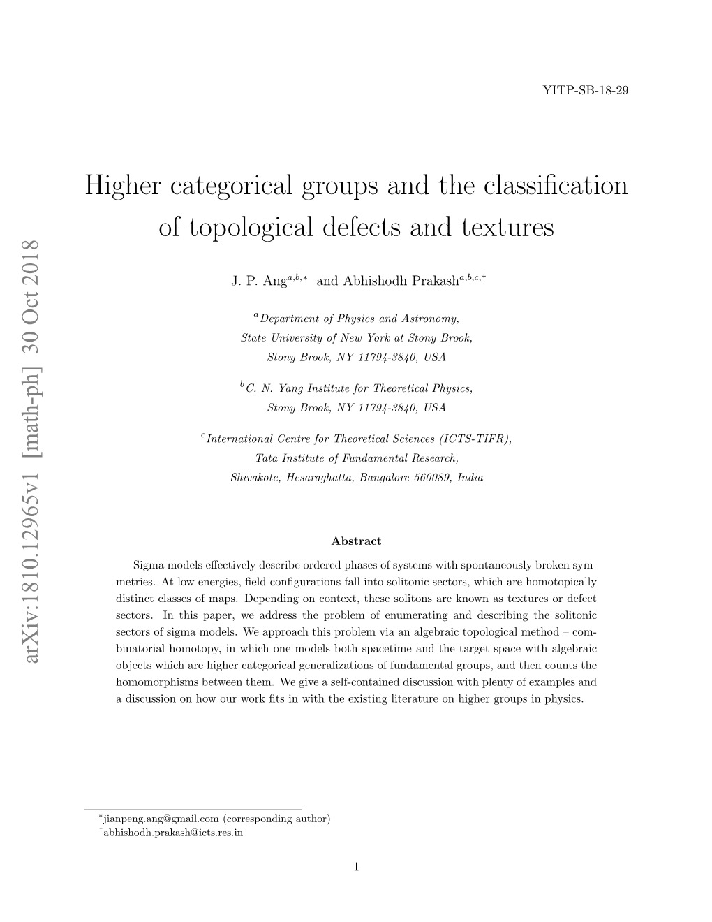 Higher Categorical Groups and the Classification of Topological Defects and Textures