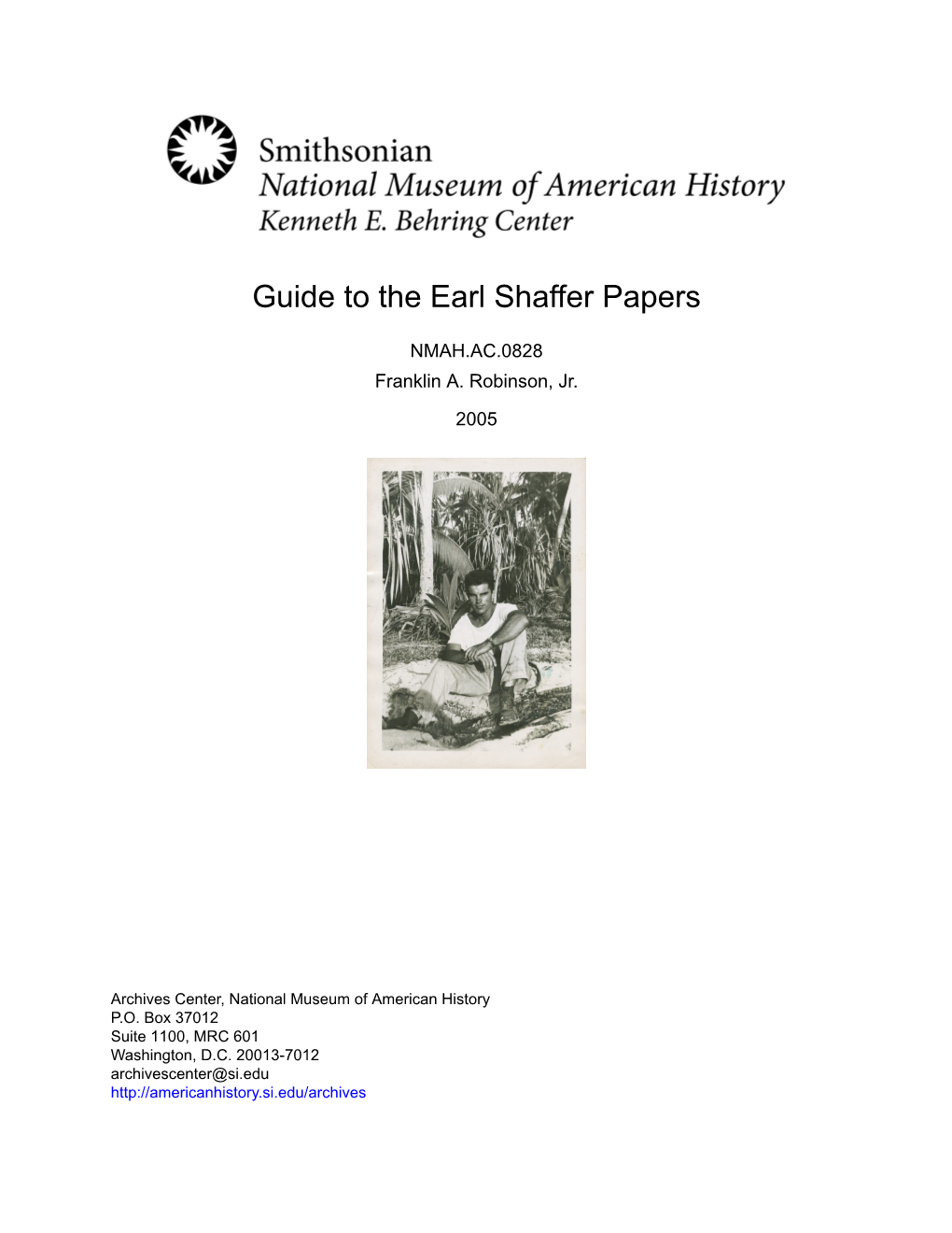 Guide to the Earl Shaffer Papers
