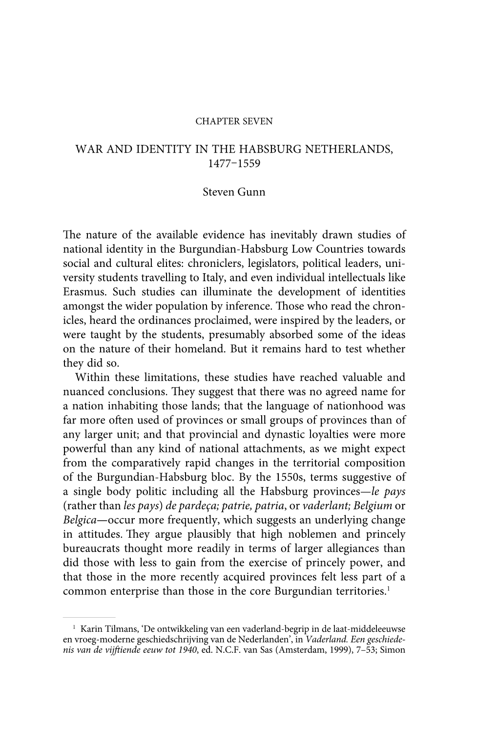 War and Identity in the Habsburg Netherlands, 1477–1559