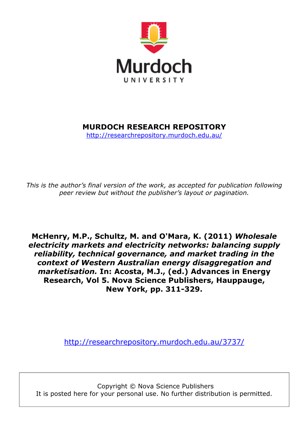 Wholesale Electricity Markets and Electricity Networks: Balancing