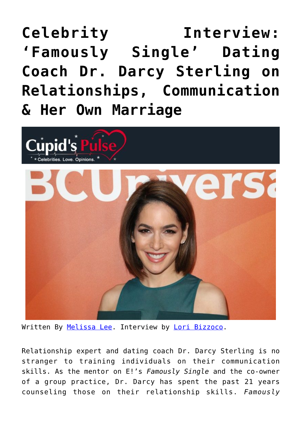 Dating Coach Dr. Darcy Sterling on Relationships, Communication & Her Own Marriage