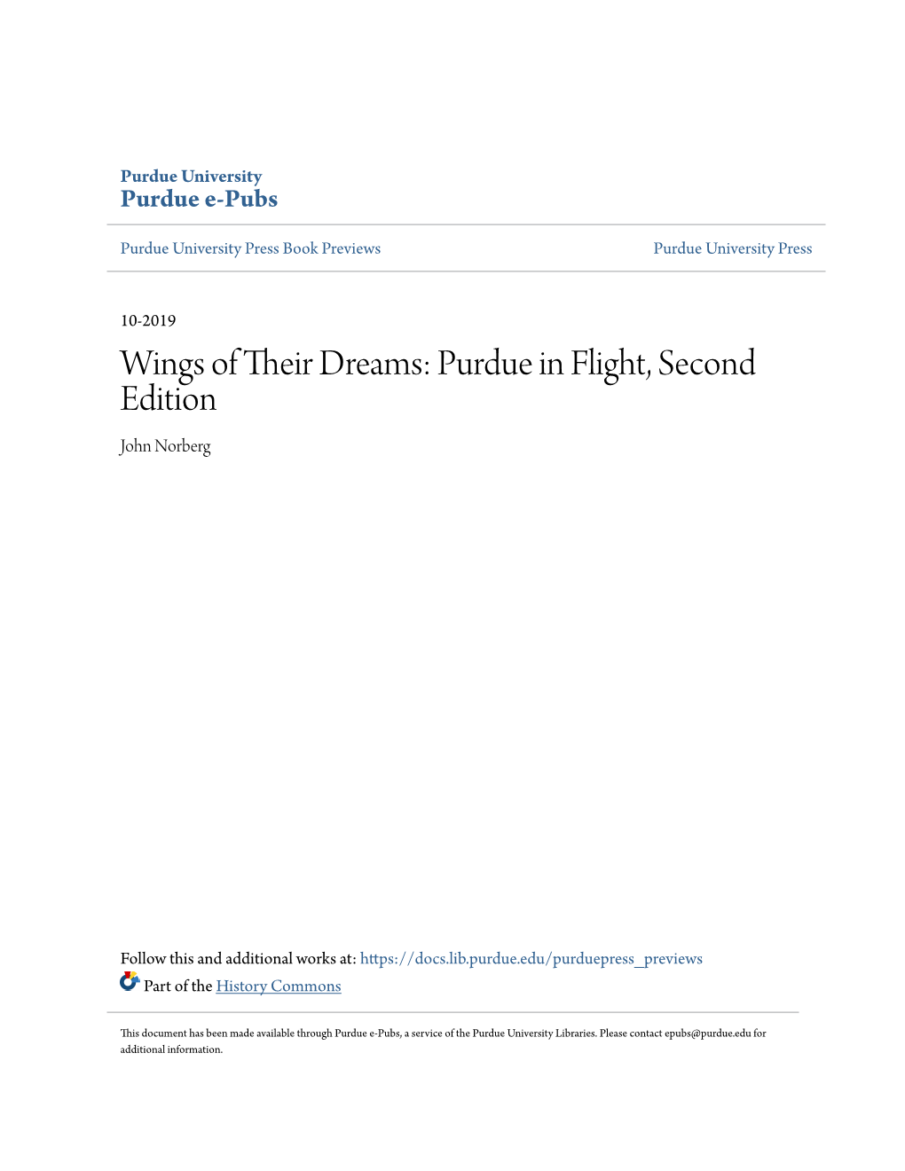 Wings of Their Dreams: Purdue in Flight, Second Edition John Norberg