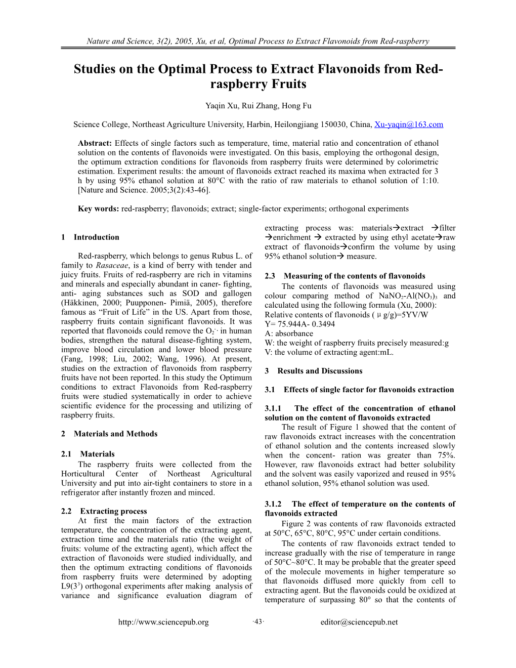 Studies on the Optimal Process to Extract Flavonoids from Red-Raspberry Fruits