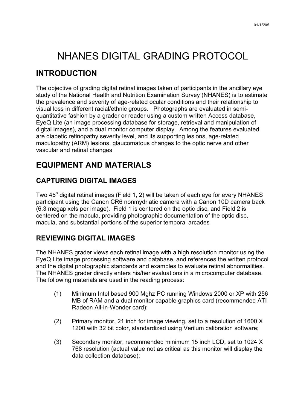 Nhanes Digital Grading Protocol