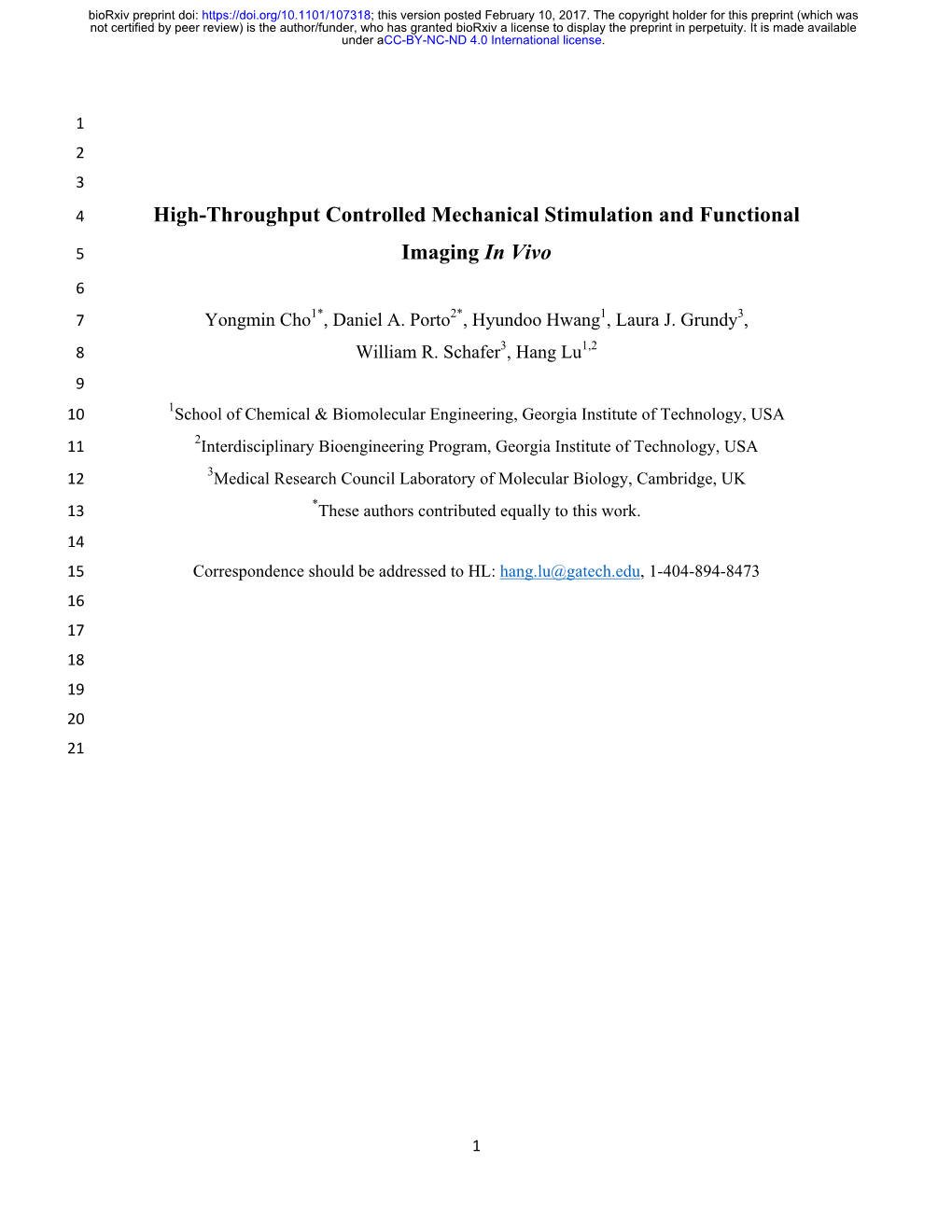 High-Throughput Controlled Mechanical Stimulation and Functional