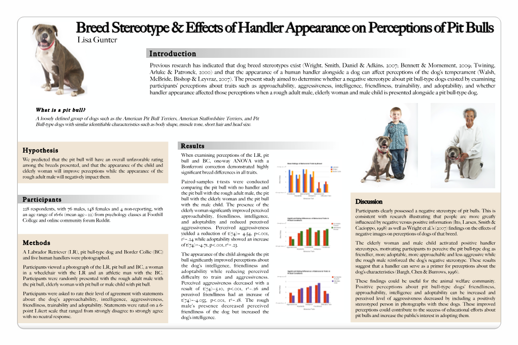 Breed Stereotype & Effects of Handler Appearance on Perceptions of Pit