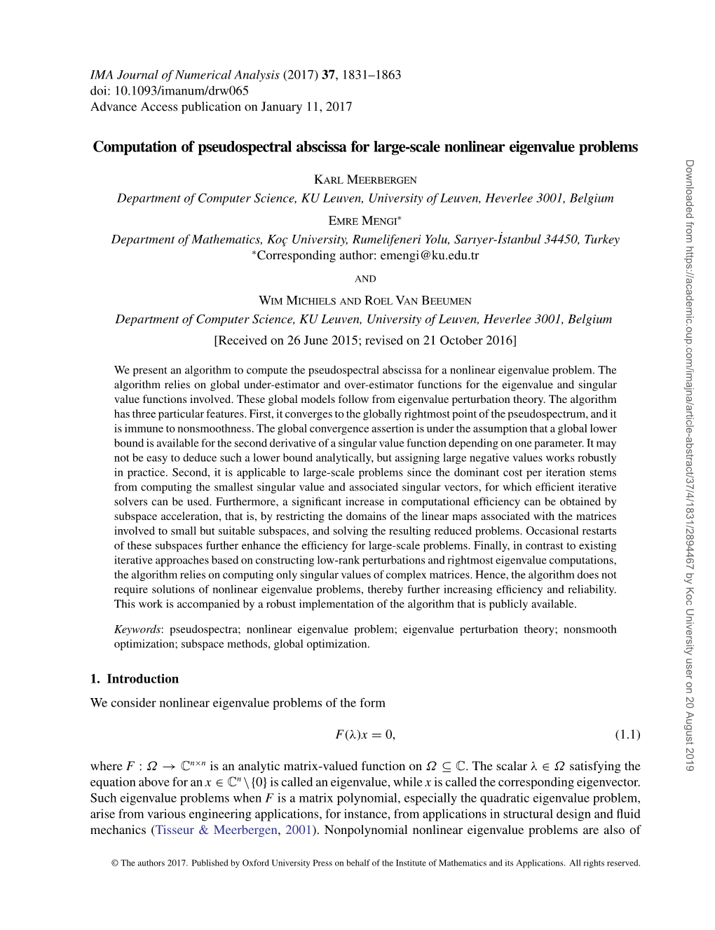 Computation of Pseudospectral Abscissa for Large-Scale Nonlinear