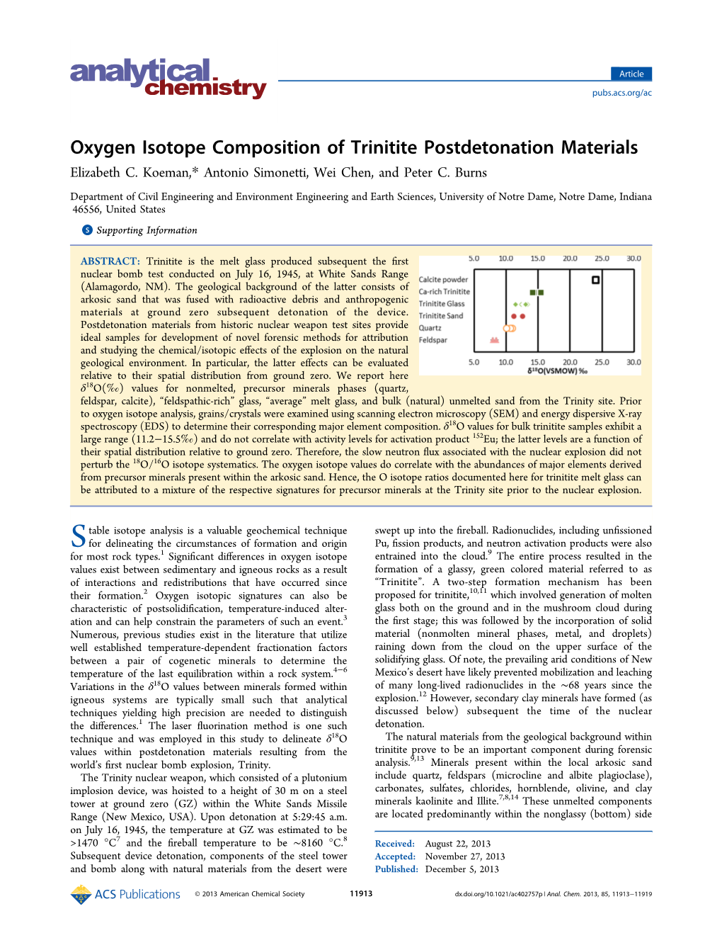 Oxygen Isotope Composition of Trinitite Postdetonation Materials Elizabeth C