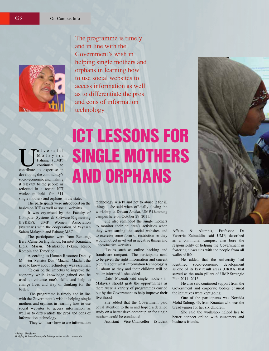 Ict Lessons for Single Mothers and Orphans