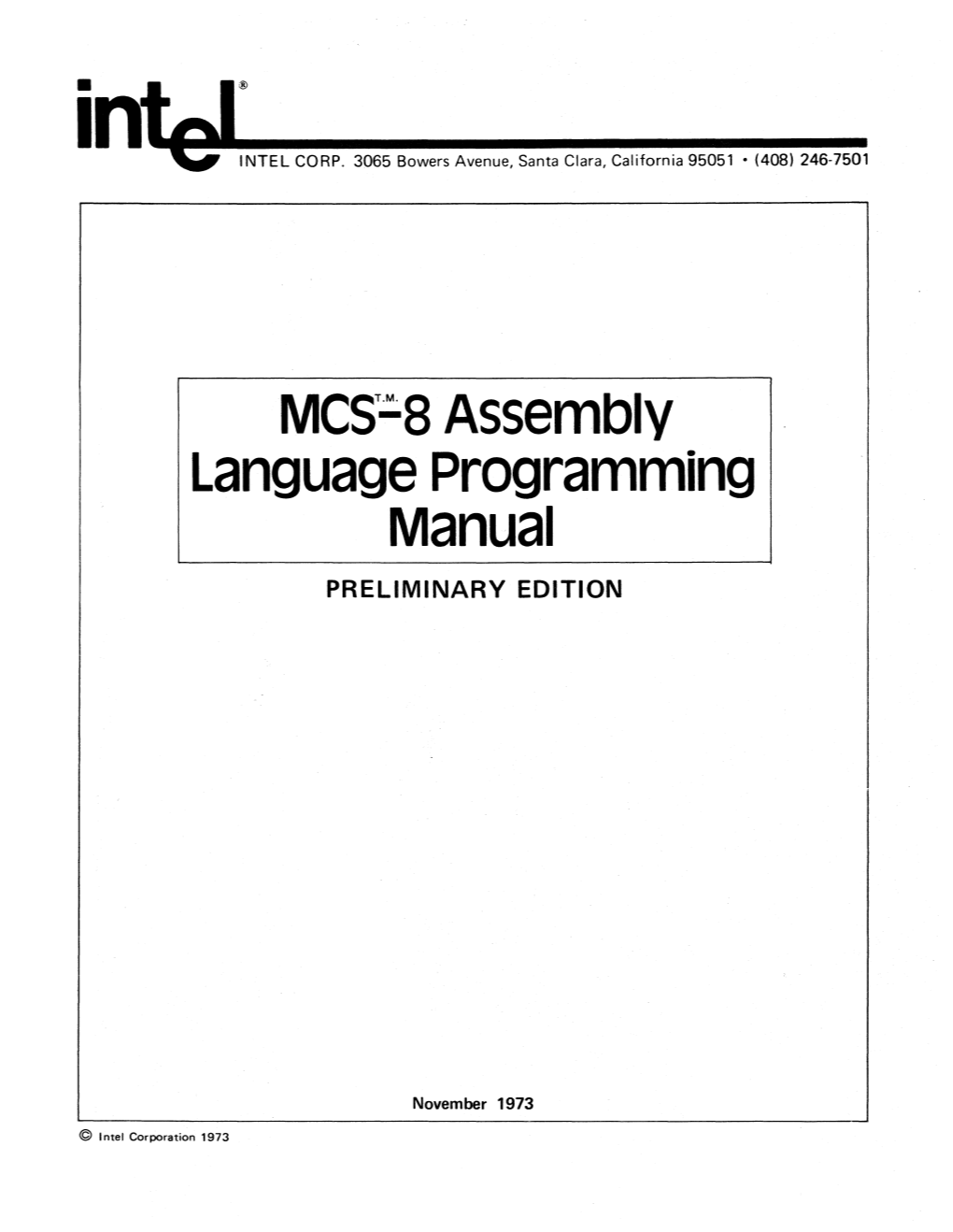 MCST~8 Assembly Language Programming Manual PRELIMINARY EDITION