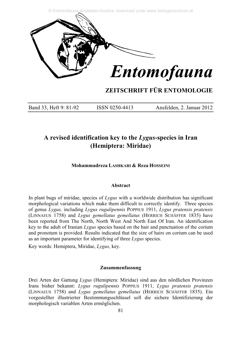 Entomofauna Ansfelden/Austria; Download Unter