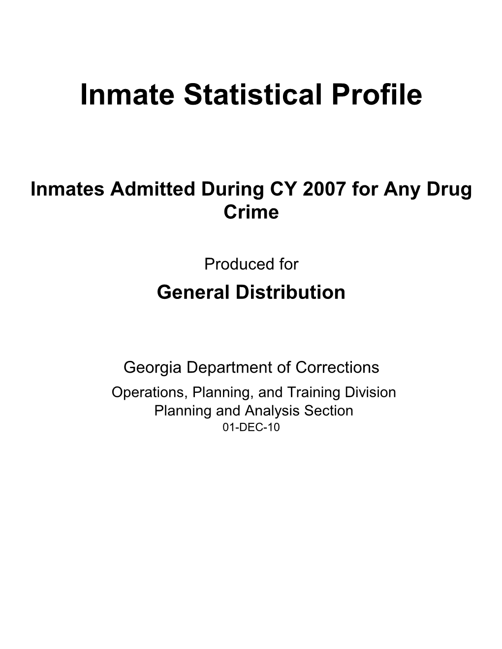 Inmate Statistical Profile