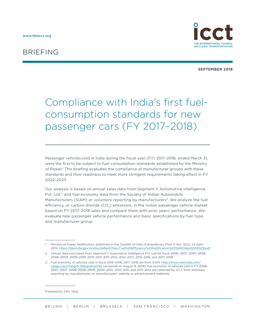 Compliance with India's First Fuel-Consumption Standards for New