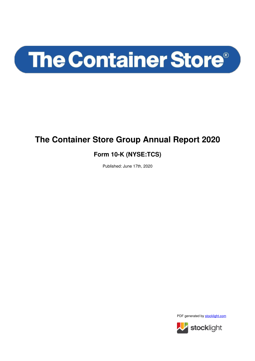 The Container Store Group Annual Report 2020