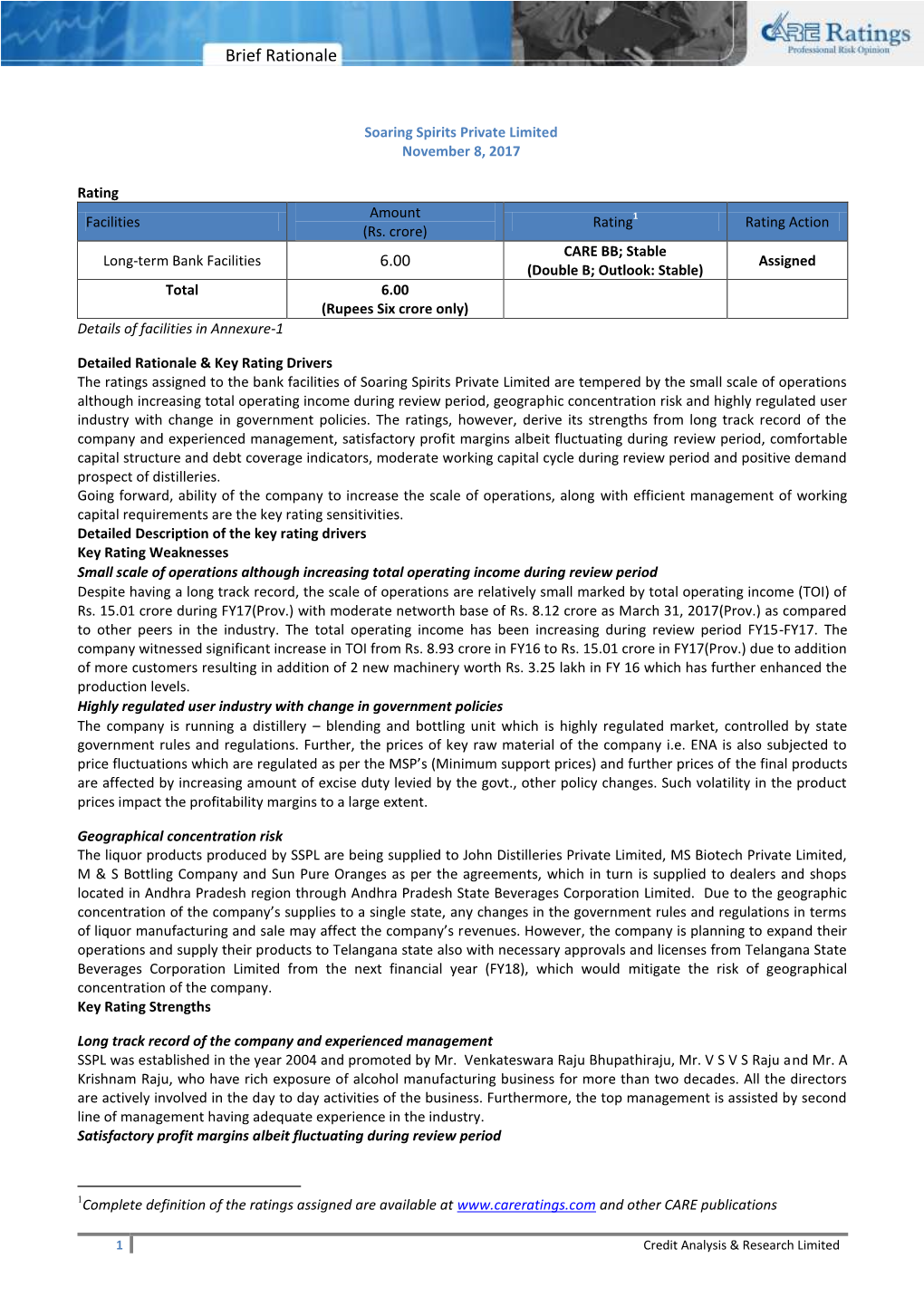 8 Nov 2017 Soaring Spirits Private Limited