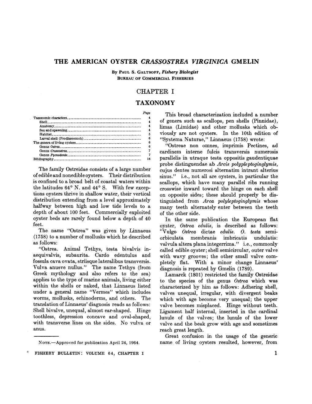 Chapter I Taxonomy