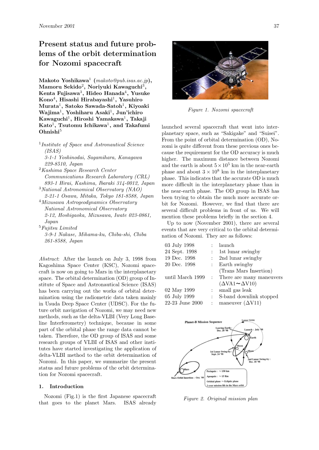 Lems of the Orbit Determination for Nozomi Spacecraft