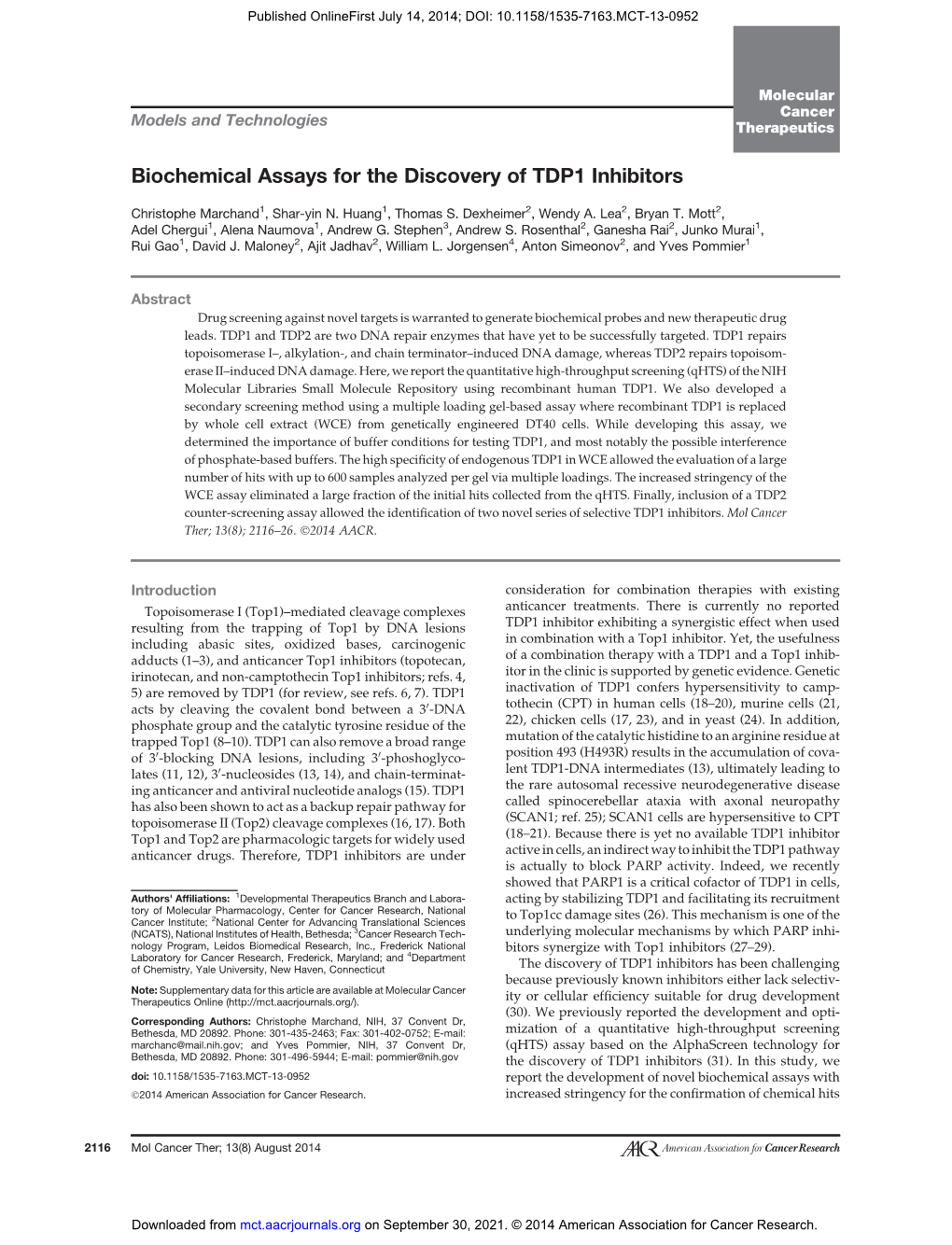 Biochemical Assays for the Discovery of TDP1 Inhibitors