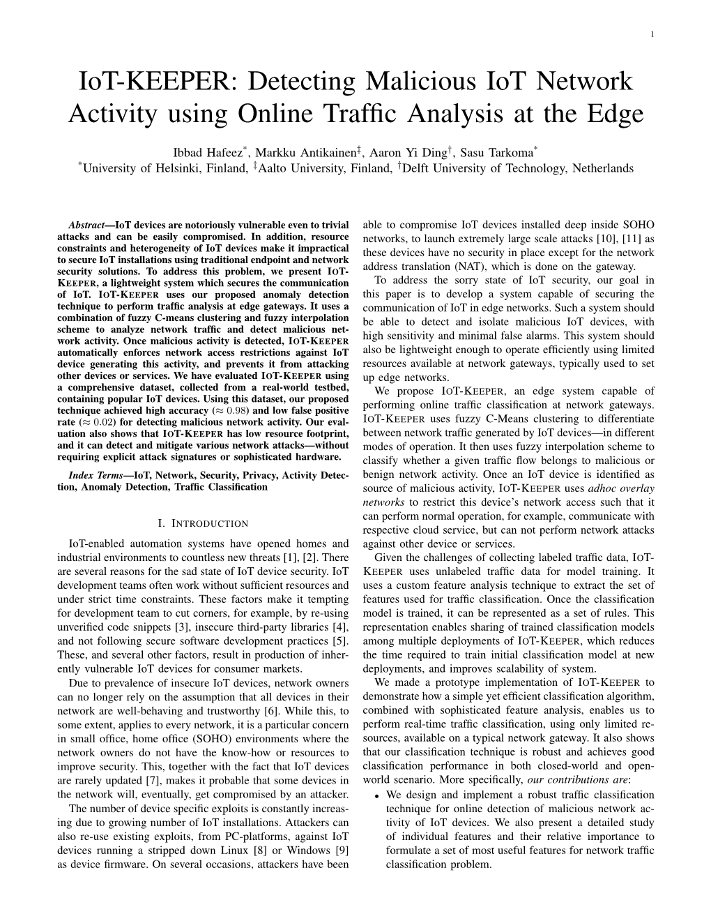 Detecting Malicious Iot Network Activity Using Online Traffic Analysis