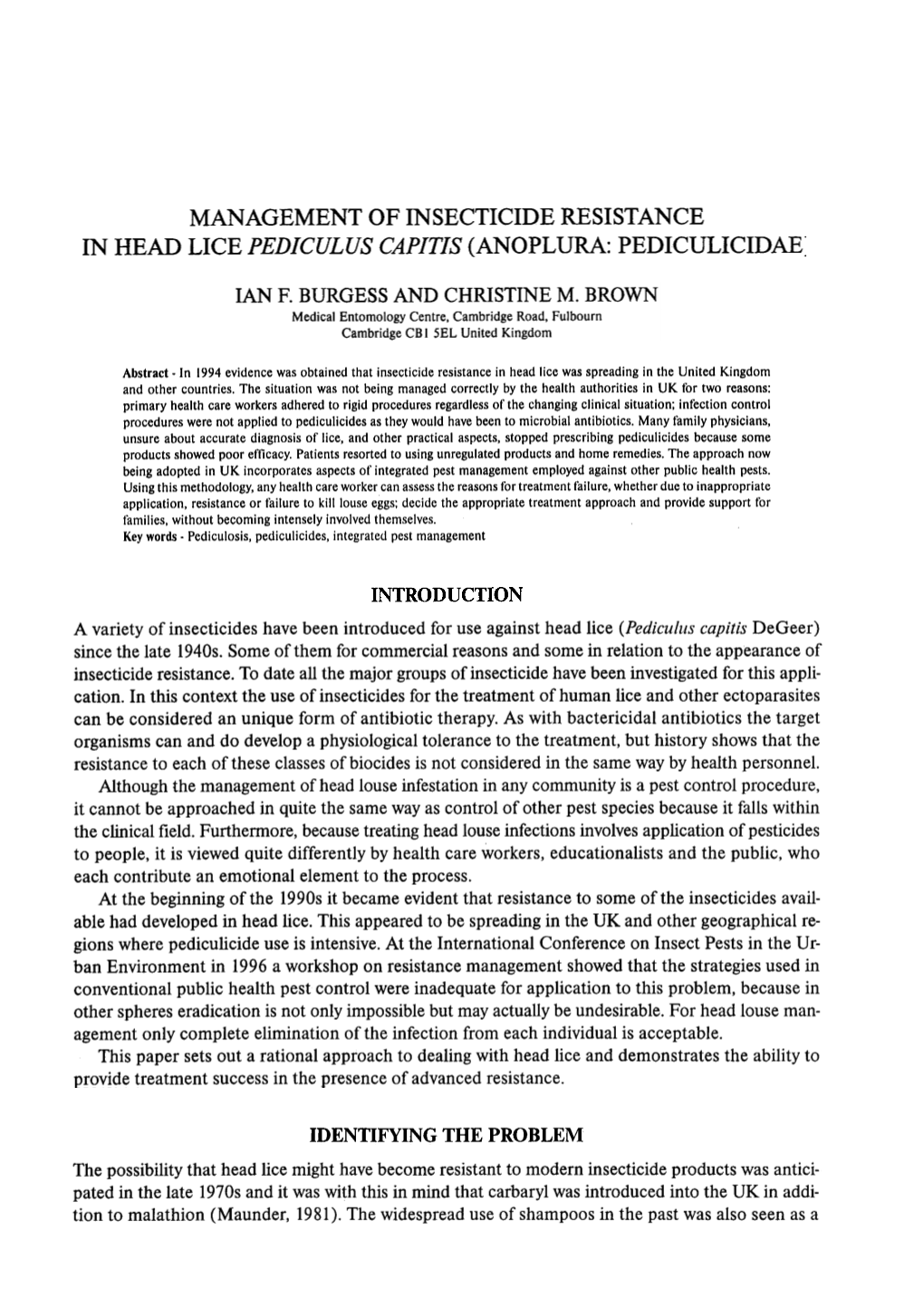 Management of Insecticide Resistance in Head Lice Pediculuscapitis (Anoplura: Pediculicidae