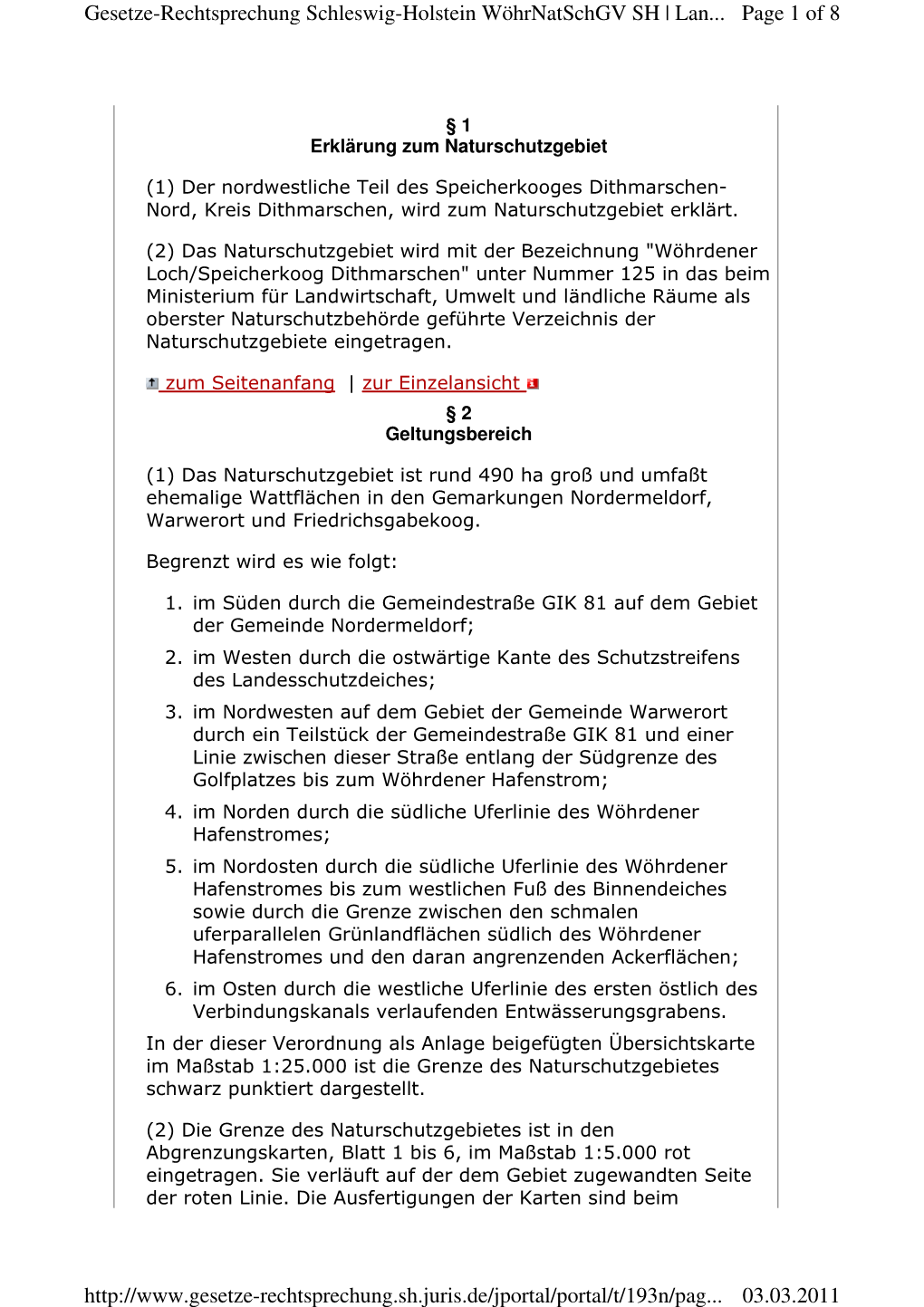 Page 1 of 8 Gesetze-Rechtsprechung Schleswig-Holstein