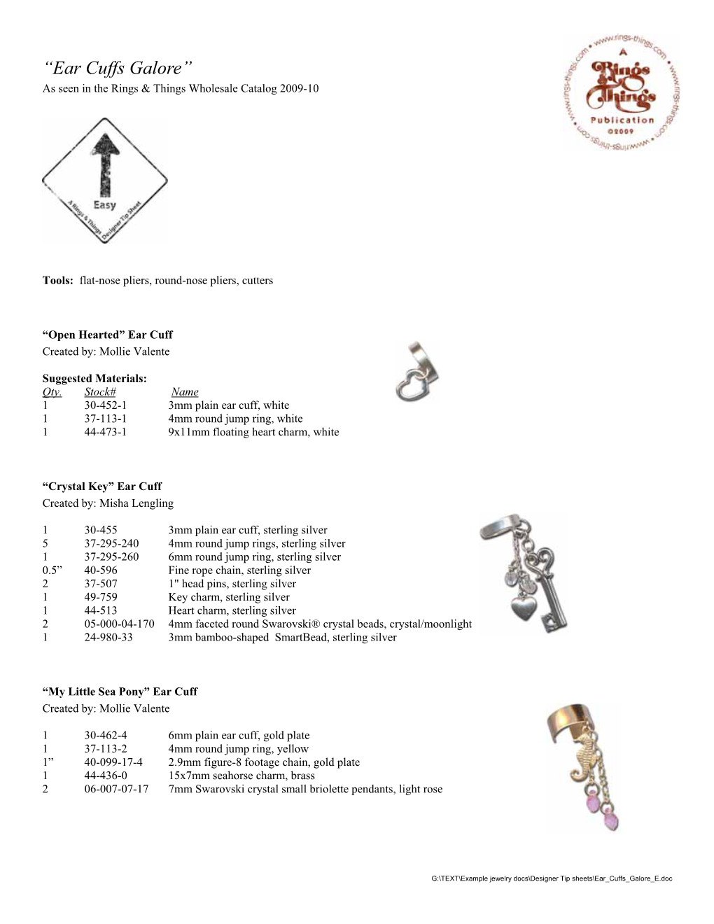 Projects | Designer Tip Sheets | Ear Cuffs Galore