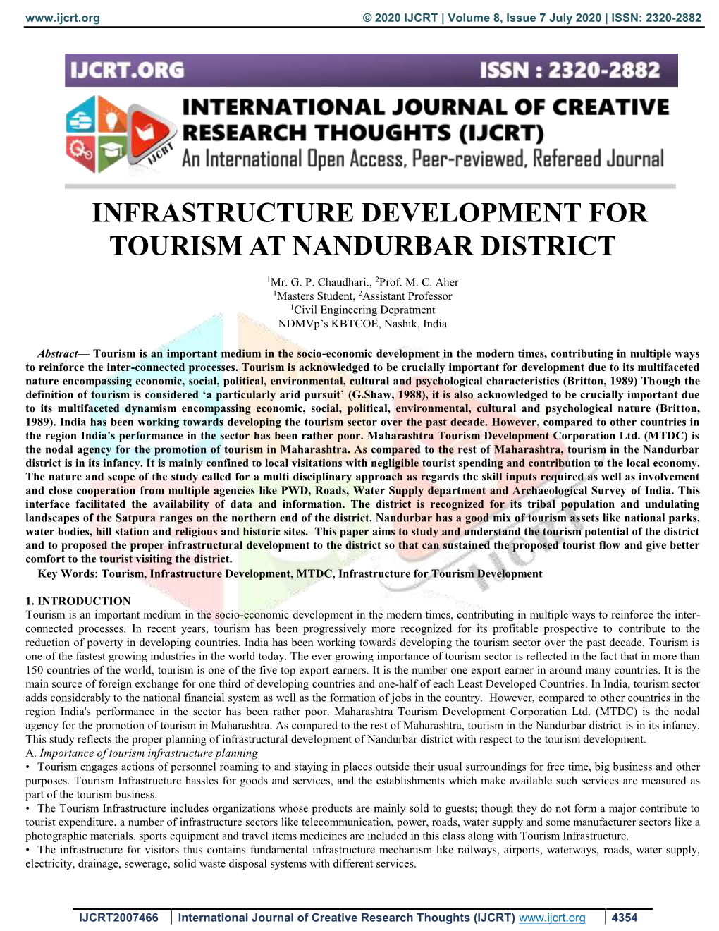 Infrastructure Development for Tourism at Nandurbar District