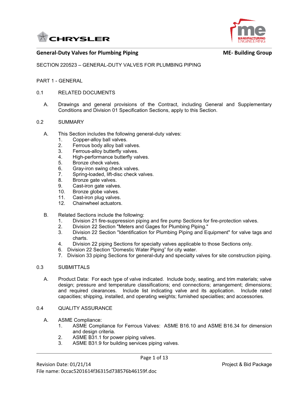 General-Duty Valves for Plumbing Piping ME- Building Group